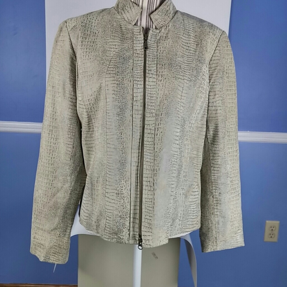 Alfani Women's Leather Front Zip Jacket